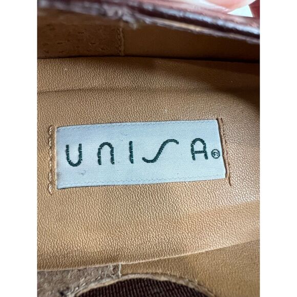 Vintage Unisa Brown Leather Brogue Slip-On Heels Classic Classy Capsule 80s 90s - Picture 7 of 11
